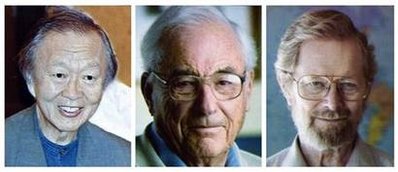 2009年诺贝尔物理学奖获得者高锟、博伊尔和史密斯（从左至右）